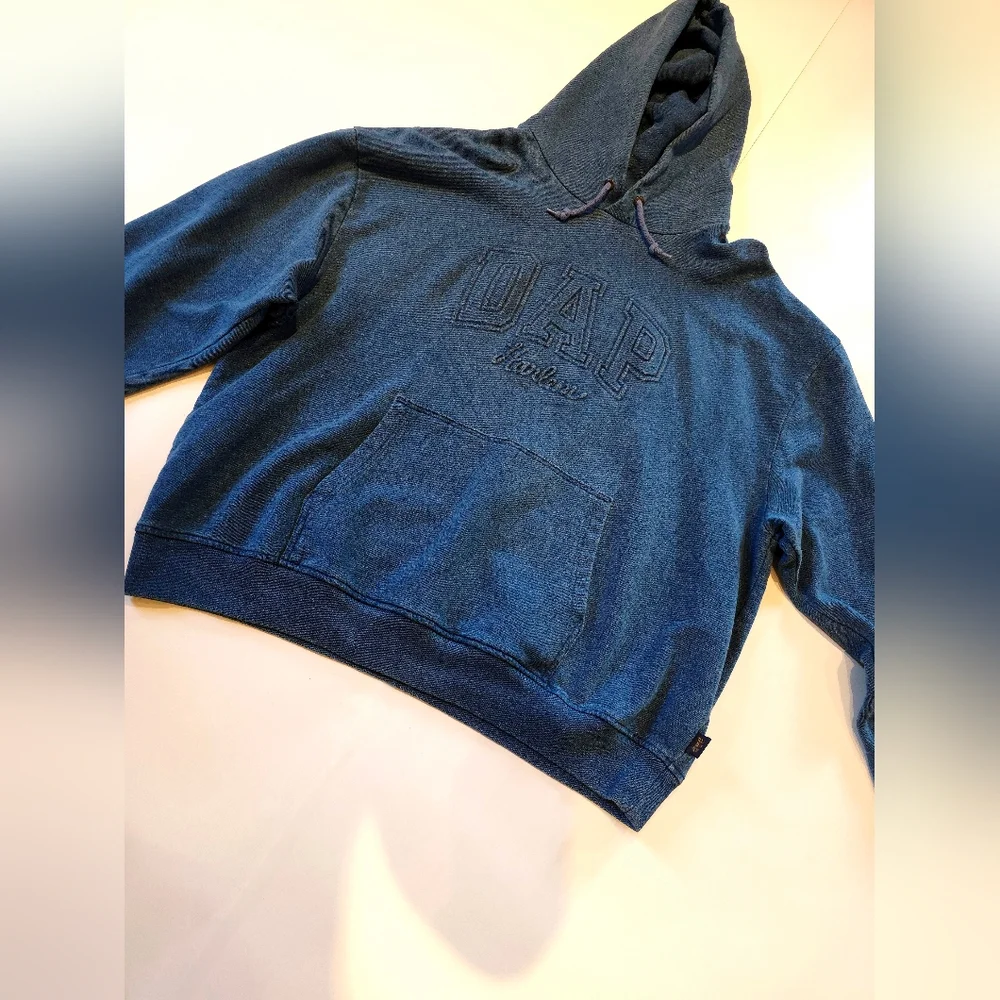 GAP Washed Blue Embroidered Logo Hoodie - Men's Pullover - Picture 2 of 2